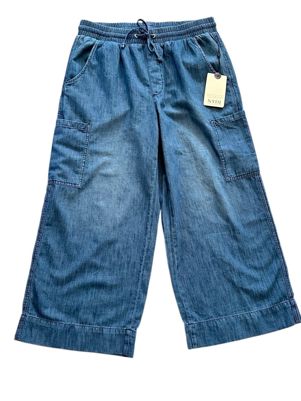 NYDJ Whitney Pull On Cargo Crop High Rise Wide Leg 100% cotton jeans Small - NWT
